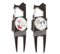 AXKAL Golf Divot Tool& Ball Marker 7-in-1 Function - Bottle Opener Groove Cleaner Clean Brush and Belt Clip 2 Pack, Portable & Useful Designed to Be the Ultimate Tool for the Green (Style B)