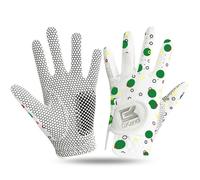 AXKAL Golf Gloves Kids Left Right Handed Golfer Microfiber All Weather Grip Non-Slip Pair, Junior Golf Glove Soft Comfortable Breathable Fashion Color Design (Green, M, Ambidextrous)