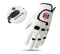 AXKAL Golf Gloves Men Leather Left Hand Right with 1 Pcs Golf Score Counter,Golf Glove Ultra Grip Breathable Gloves Perfect Golf Accessories For Men (Worn on Left Hand, M)