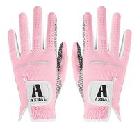 AXKAL Golf Gloves Women Enhanced Grip Comfortable Value 2 Pack Right Left Hand, Lightweight All Weather Breathable Ladies Golf Gloves Purple Pink Sizes S M ML L XL (Pink, L, Ambidextrous)