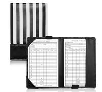 AXKAL Golf Scorecard Score Cards Holder Book Leather Four-leaf Clover Pattern Value Pack, Golf Yardage Books Deluxe Pocket Score Card Covers Gift for Men Women Golfer (Carbon)