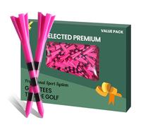 AXKAL Golf Tees Plastic 3 1/4 2 3/4 inch Unbreakable 30 50 100 Pack, Upgrade Long Stronger Bulk More Durable Stable Reduce Friction Side Spin Tee Gift For Women (Pink, 100Pcs 3 1/4 inch)