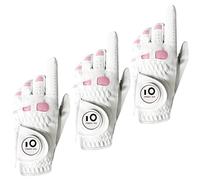 AXKAL Lady Golf Glove Ladies Women Left Hand Right Leather With Ball Marker Value 3 Pack (Not In Pair), Gloves Durable Soft Good Grip Fit Small Medium Large XL（S, Worn on Left Hand）