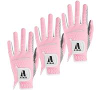 AXKAL Lady Golf Gloves Left Hand Women Ladies All Weather Weathersof Grip Fashion Printing Color Value 3 Pack, Golf Glove Soft Breathable Performance (Pink, Left, M)
