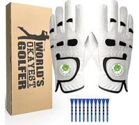 AXKAL Men's Golf Glove Left Hand Right 1 Pair with 2 Ball Marker 10 Tees with Gift Box, Golf Gloves Men Weathersof Grip Soft Comfortable Sport Outdoor (White, L)