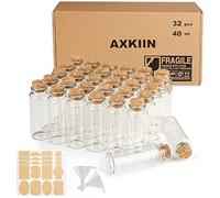 AXKIIN Small Glass Bottles 32Pcs 40ml Mini Glass Bottles with Cork Spell Jars Wish Bottles for DIY Arts Crafts Wedding Decoration Christmas Favours Storage Accessories