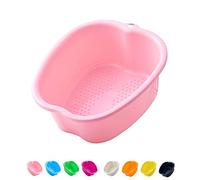 AXLOFO Large Spa Foot Bath Bowl, Sturdy Plastic Foot Soak Basin for Massage, Detox, Pedicure, Callus Removal (Pink)