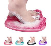 AXLOFO® Shower Foot Scrubber Mat, XL Larger Size Foot Massager Mat with Non-Slip Suction Cups - Cleans, Exfoliationl, Massages Your Feet Without Bending, Foot Circulation & Relieve Tired Feet (Pink)