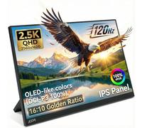 AXM Portable Monitor 16 Inch 2.5K 2.5K QHD IPS 120Hz Adaptive Sync HDR Flicker Free 400 Nits 100% DCI-P3 USB-C HDMI Gaming Travel Laptop Monitor for Windows Compatible Laptop