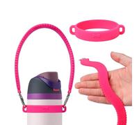 AXMCCH Silicone Water Bottle Carrier Strap with Handle for Stanley Tumbler, Adjustable Shoulder Sling Fits Most 8-40oz Bottles, Universal Bottle Holder for Owala Tumbler (Rose Pink)