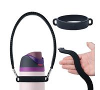 AXMCCH Silicone Water Bottle Carrier Strap with Handle for Stanley Tumbler, Adjustable Shoulder Sling Fits Most 8-40oz Bottles, Universal Bottle Holder for Owala Tumbler (Black)