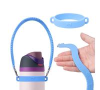AXMCCH Silicone Water Bottle Carrier Strap with Handle for Stanley Tumbler, Adjustable Shoulder Sling Fits Most 8-40oz Bottles, Universal Bottle Holder for Owala Tumbler (Blue)