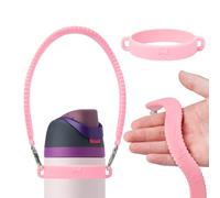 AXMCCH Silicone Water Bottle Carrier Strap with Handle for Stanley Tumbler, Adjustable Shoulder Sling Fits Most 8-40oz Bottles, Universal Bottle Holder for Owala Tumbler (Pink)