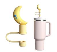AXMCCH Straw Cover for Stanley Cup 10mm 0.4in Moon Shape Silicone Straw Topper for Stanley Tumbler 30Oz&40OZ
