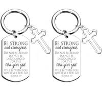 Axmerdal 2Pcs Inspirational Gifts Keyring for Women Motivational Keychain Encouragement Unique Birthday Valentines Day Gifts, Be Strong and Courageous, S
