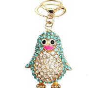 Axmerdal Silver Cross Rhinestone Keychain Charm Pendant Purse Bag Crystal Key Holder Arts Craft Pendant Inspiration Key Ring (blue penguin)