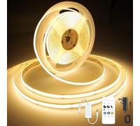 AXMOTUT COB LED Strip Light Warm White 7.5m, High Bright LED Strips with 2400LEDs, RF Remote and UKCA Power Supply, 2700K Dimmable LED Lights for Bedroom, Kitchen, DIY Home Decoration