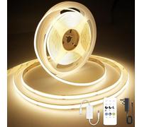 AXMOTUT COB LED Strip Light Warm White 7.5m, High Bright LED Strips with 2400LEDs, RF Remote and UKCA Power Supply, 3000K Dimmable LED Lights for Bedroom, Kitchen, DIY Home Decoration
