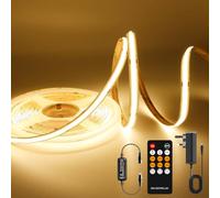 AXMOTUT COB LED Strip Light Warm White, High Bright LED Strips with 1600LEDs, RF Remote and UKCA Power Supply, 3000K Dimmable LED Lights for Bedroom, Kitchen, DIY Home Decoration