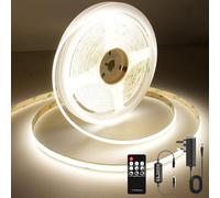 AXMOTUT COB LED Strip Lights 2m, 4000K Natural White Dimmable LED Strip, 640 LEDs Super Bright DC24V LED Light Strip CRI90+ with RF Remote and UKCA Power Supply for DIY Home Decoration
