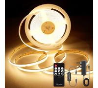 AXMOTUT COB LED Strip Lights 3m, 2700K Warm White Dimmable LED Strip, 960 LEDs Super Bright DC24V LED Light Strip CRI90+ with RF Remote and UKCA Power Supply for DIY Home Decoration