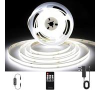 AXMOTUT COB LED Strip Lights 3m, 6000K Daylight White Dimmable LED Strip, 960 LEDs Super Bright DC24V LED Light Strip CRI90+ with RF Remote and UKCA Power Supply for DIY Home Decoration