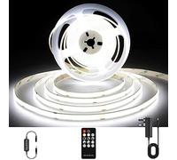 AXMOTUT COB LED Strip Lights 5m, 6000K Daylight White Dimmable LED Strip, 1600 LEDs Super Bright DC24V LED Light Strip CRI90+ with RF Remote and UKCA Power Supply for DIY Home Decoration
