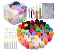 Axmru 118 Pcs Needle Felting Kit Wool Roving 48 Colors Set Needle Felting Starter Kit Needle Felting Tools and Supplies with Storage Box and Instruction for Beginners DIY Craft