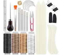 Axmru 33 Pcs Book Binding Kits, 4 Pcs Bone Folder Tools, Bookbinding Supplies with Waxed Threads Book Binding Awl, Bookbinding Tools Books Binding Kit for Beginners
