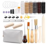 Axmru 49 Pcs Book Binding Kits for Beginners Bookbinding Tools Book Making Kits, Bookbinding Supplies with Wax Thread Bone Folder Paper Awl Binding Ribbon Storage Bag for Bookbinding