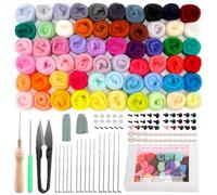 Axmru Needle Felting Kit, Beginners Felting Kit, 60 Colors Felting Wool, Wool Felting Tool Kit, Foam Mat, Needle Felt Supplies for DIY Craft
