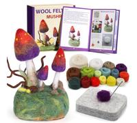Axmru Needle Felting Kit, Mushroom Wool Felting Kit with Felt Wool Felt Needles and Instruction, Feltings Kits for Beginners Adults
