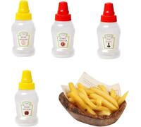 AXNKDH 4 Pack 25ml Mini Squeezy Sauce Bottles, Transparent Polypropylene Portable Condiment Containers with Screw Lid, Leak-Proof Refillable Dispenser for Ketchup Honey Salad Dressing Picnic