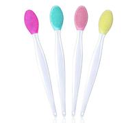AXNKDH 4 Pack Silicone Lip Exfoliating Brushes, Double Sided Soft Lip Scrub Tool, Reusable Portable Lip Care Applicator in Pink Red Green Yellow, Gentle Daily Lip Smoothing Beauty Accessories
