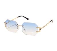 AXNKDH Polygon Rimless Sunglasses Trendy Vintage Rectangle Small Frame Retro Square Fashion Glasses for Women Men