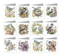 AXNSATRE 12Pcs DIY Diamond Art Cards Kits for Adults, 5D Diamond Greeting Cards Kits Art Birthday Cards Birthday Gifts for Families, Friends, Partners (Bluebird)