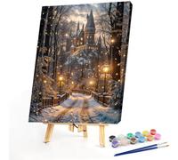 AXNSATRE 1pc DIY Paint by Number Kit Winter Castle Frameless Canvas Wall