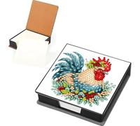 AXNSATRE 5D DIY PU Art Note Box with 160 Sheets Paper Memo Pad Holder (Chicken)