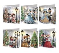 AXNSATRE 6PCS DIY Art Greeting Cards Christmas Mouse Congratulations Cards & Gift