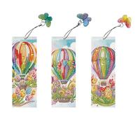 AXNSATRE Diamond Art Bookmarks Kits for Adults,DIY Small Diamond Painting Bookmark, 5D Diamonds Dot Craft Making for Book Lovers (3pcs Hot Air Balloon)