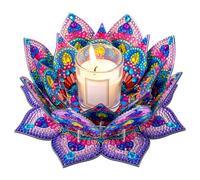 AXNSATRE Diamond Art Candle Holder Painting Desktop Stand Ornament Kit for Women Adults Paint by Dots Home Craft DIY Gem Small Dotz Gifts (Lotus Mandala Candle Holder)