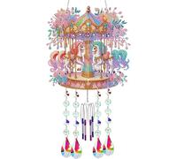 AXNSATRE Diamond Art Wind Chimes Kit, Double Sided 5D DIY Diamond Painting Suncatchers Home Hanging Ornament for Garden (Crystal Rhinestone Wind Bell Merry-Go-Round)