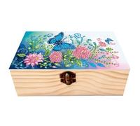 AXNSATRE Diamond Painting kit Wooen Storage Box, DIY Multifunctional Handmade Storage Box for Home Kitchen Food Holiday Gifts with Special Shaped Drills (Butterfly and Flower)