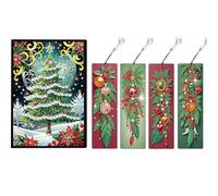 AXNSATRE Diamond Painting Kits for 5d Diamond Painting Notebook with Bookmark Set Art Bookmarks Rhinestone DIY Gem Dots Crafts for Adults Sketchbook Supplies (Winter Christmas Tree)
