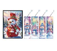 AXNSATRE Diamond Painting Kits for 5d Diamond Painting Notebook with Bookmark Set Art Bookmarks Rhinestone DIY Gem Dots Crafts for Adults Sketchbook Supplies (Winter Christmas Snowman)