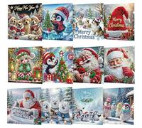 AXNSATRE DIY Diamond Art Cards Kits for Adults, 5D Diamond Greeting Cards Kits Art Birthday Cards Birthday Gifts for Families, Friends, Partners (12pcs Christmas Greeting Card)