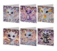 AXNSATRE DIY Diamond Art Cards Kits for Adults, 5D Diamond Greeting Cards Kits Art Birthday Cards Birthday Gifts for Families, Friends, Partners (6pcs Dinosaur)