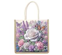 AXNSATRE DIY Diamond Art Tote Bag Kit for Adults, Diamond Art Handbag Kits, Diamond Painting Creative Handbag for Women Girl Art Craft Gift (Rose)