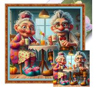 AXNSATRE Old Couple Cross Stitch Kit - 11CT 3strands Stamped Embroidery Kits for Adults Beginners, DIY Needlepoint Pre-Printed Cross-Stitch Patterns (Old Couple) 40x40cm