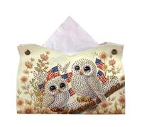 AXNSATRE Owl DIY PU Leather Diamond Art Tissue Box